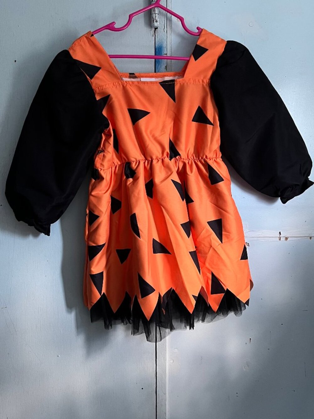NWOT Toddler Girls Pebbles Flintstone Costume Dress Headband 2-3Y Orange Black